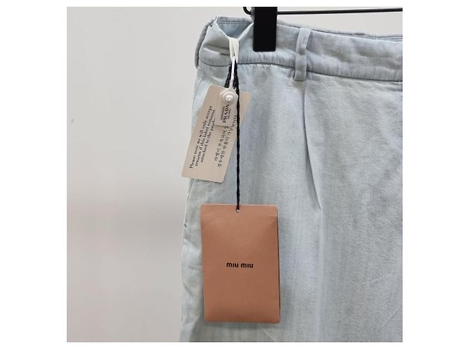 Miu Miu Pantalones de denim chambray Plata - vista 6