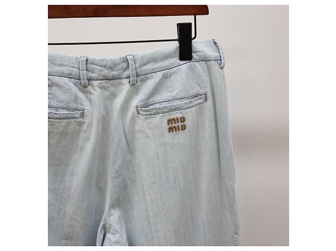Miu Miu Pantalones de denim chambray Plata - vista 7