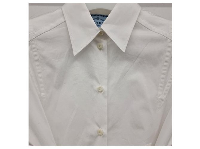 Prada Mini-Kleid aus Popeline mit Dreieckslogo Weiß - Ansicht 5