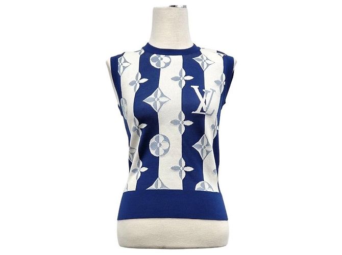 Louis Vuitton Pull en maille avec monogramme sur les manches Bleu - vue 4