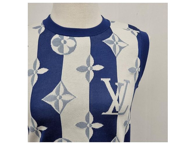 Louis Vuitton Pull en maille avec monogramme sur les manches Bleu - vue 5