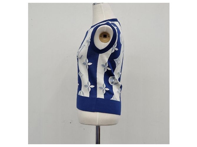 Louis Vuitton Pull en maille avec monogramme sur les manches Bleu - vue 6