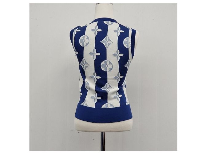 Louis Vuitton Pull en maille avec monogramme sur les manches Bleu - vue 7