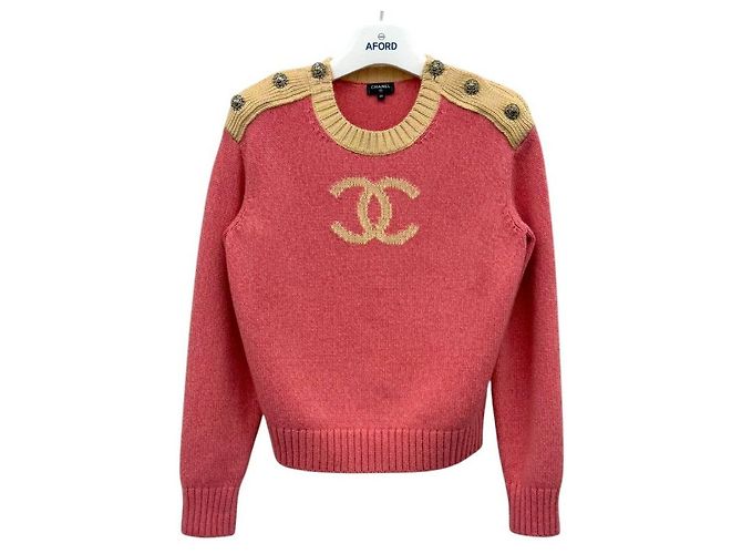 Chanel Pull en maille en cachemire avec logo CC Rouge - vue 4