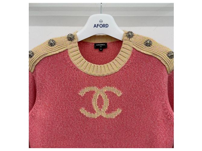 Chanel Pull en maille en cachemire avec logo CC Rouge - vue 5
