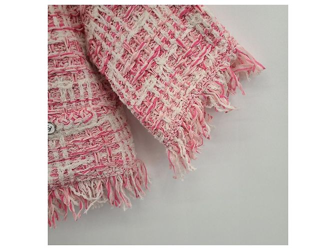 Chanel Suéter de malha de tweed com gola redonda Vermelho - vista 5