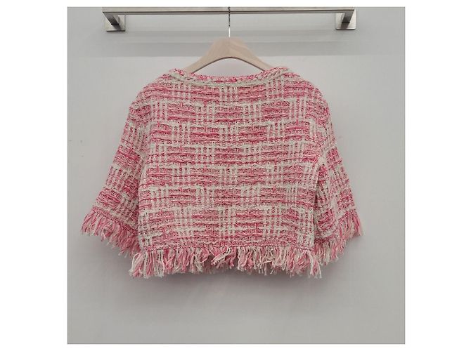 Chanel Suéter de malha de tweed com gola redonda Vermelho - vista 7