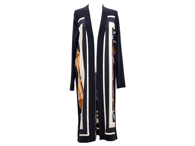 Hermès Langer Cardigan mit Seiden-Kaschmir-Besatz Schwarz - vue 4