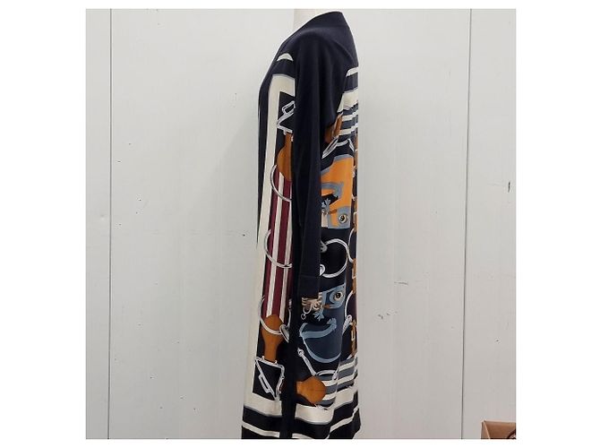 Hermès Langer Cardigan mit Seiden-Kaschmir-Besatz Schwarz - vue 7