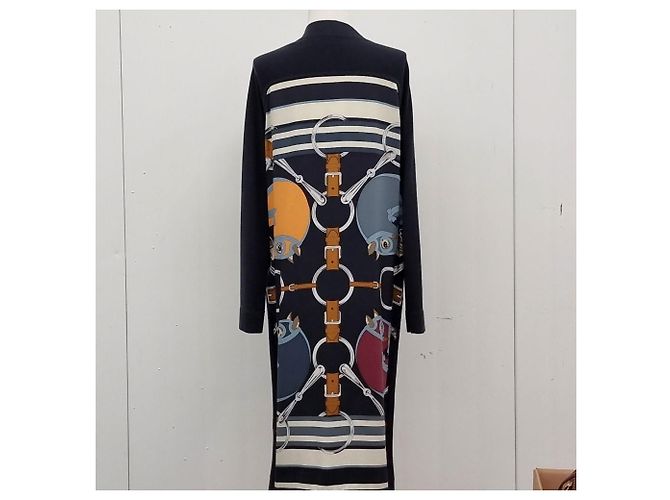 Hermès Langer Cardigan mit Seiden-Kaschmir-Besatz Schwarz - vue 8