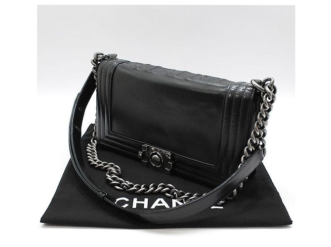 Chanel Black Leather Boy Bag Medium Shoulder Bag - view 2