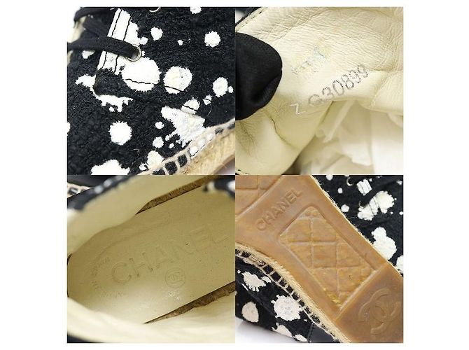 Chanel Espadrillas da donna in tweed nero verniciato con logo CC - vista 7