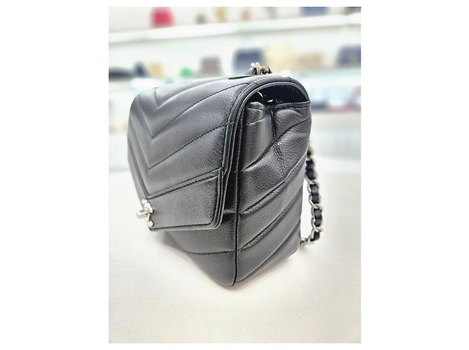 Chanel Borsa a tracolla e crossbody classica in caviar chevron Nero - vista 5