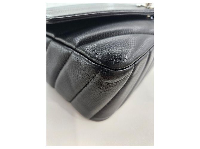Chanel Borsa a tracolla e crossbody classica in caviar chevron Nero - vista 9