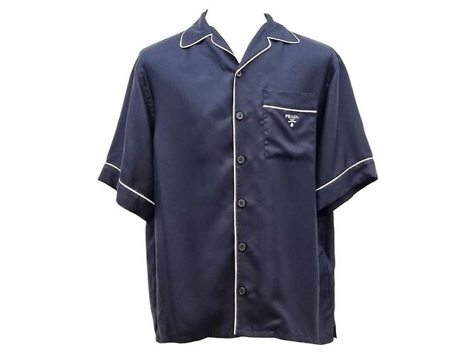 Prada Camicia Bowling in Twill di Seta Nera - vista 4