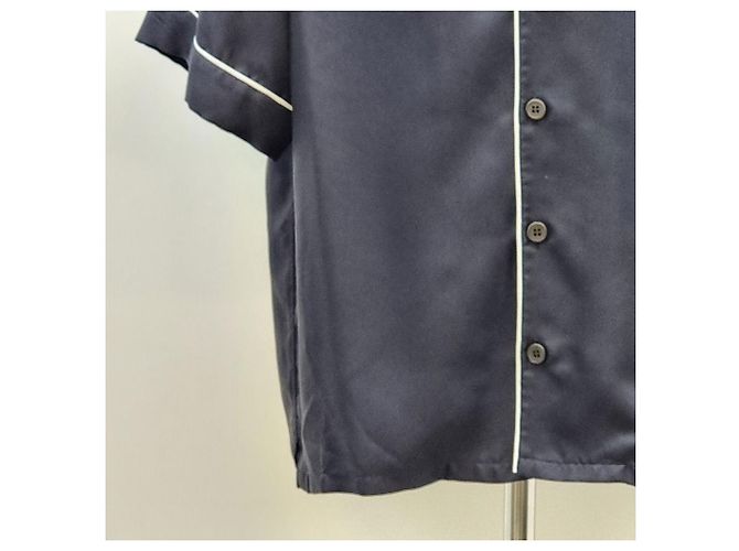 Prada Camicia Bowling in Twill di Seta Nera - vista 6