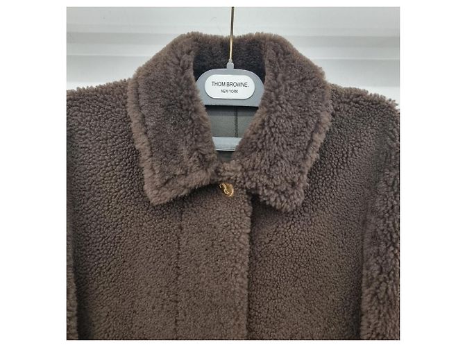 Thom Browne Abrigo Mustang de shearling Negro - vista 5
