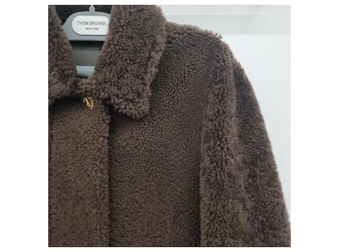 Thom Browne Abrigo Mustang de shearling Negro - vista 6