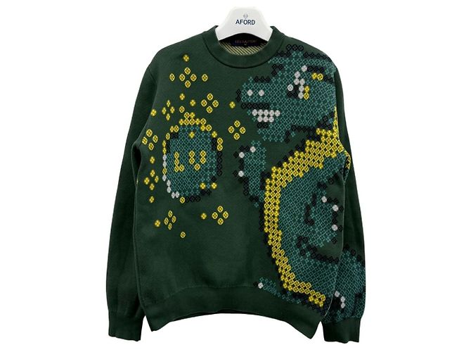 Louis Vuitton Unbenutztes Sweatshirt mit Rundhalsausschnitt aus Baumwoll-Jacquard Schwarz - Ansicht 4