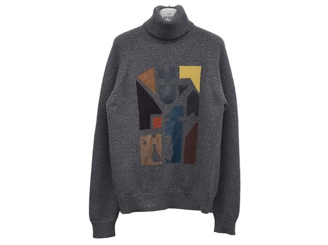 Hermès Multi-Color Leather Patch Cashmere Turtleneck Knit Black - view 4