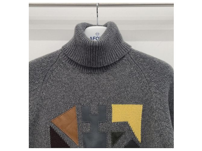 Hermès Multi-Color Leather Patch Cashmere Turtleneck Knit Black - view 5