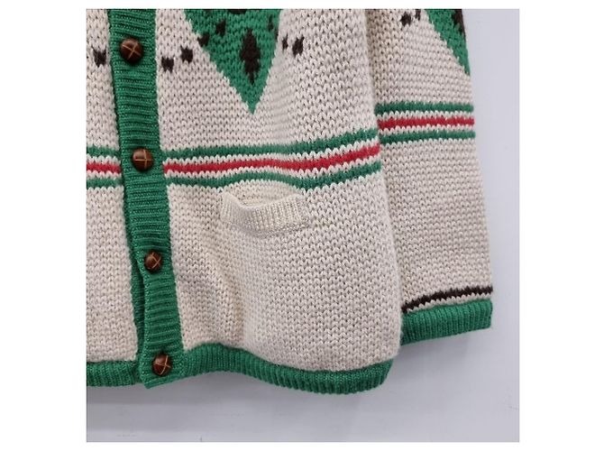 Gucci Unbenutzter Elfenbein-Grün Alpaka-Jacquard-Cardigan Mehrfarben - Ansicht 6