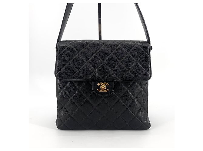Chanel Borsa a tracolla reversibile Caviar Classic con patta Nero - vista 2