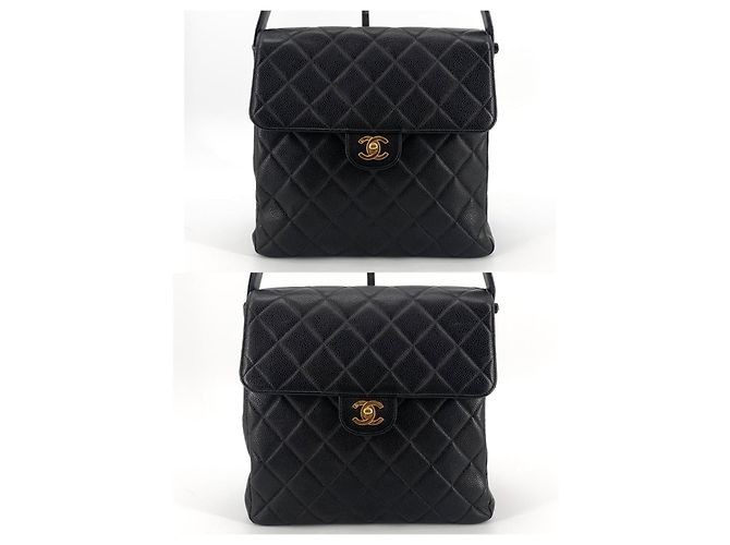 Chanel Borsa a tracolla reversibile Caviar Classic con patta Nero - vista 4