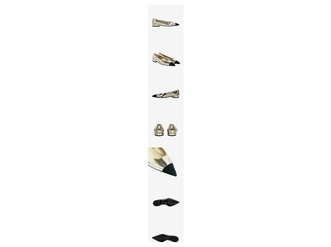 Chanel Scarpe basse bicolore Coco Mark Argento e Nero vernice - vista 2