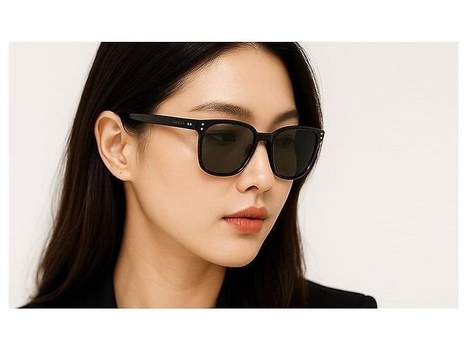 Gucci Gafas de sol Luxury Square Black Acetate Unisex Asian Fit Naranja - vista 3