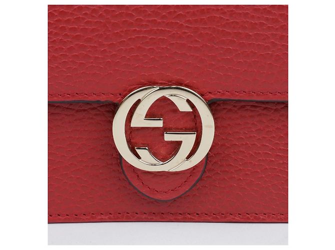 Gucci Mini bolso cartera con cadena de cuero entrelazado Rojo Roja - vista 2