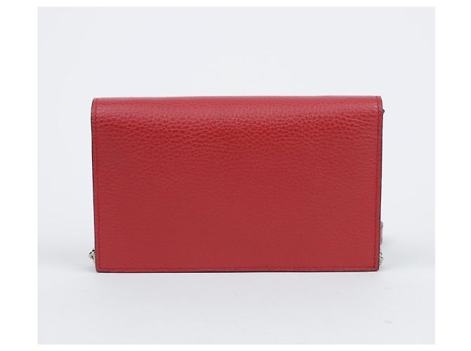 Gucci Mini bolso cartera con cadena de cuero entrelazado Rojo Roja - vista 3