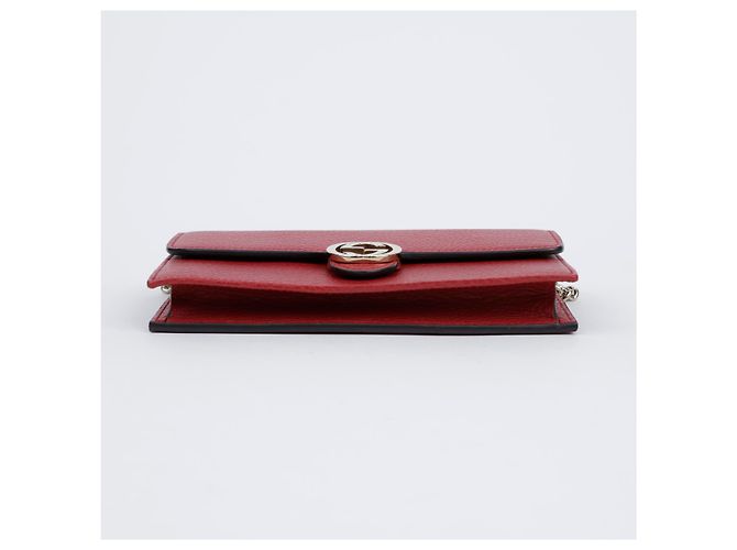 Gucci Mini bolso cartera con cadena de cuero entrelazado Rojo Roja - vista 5