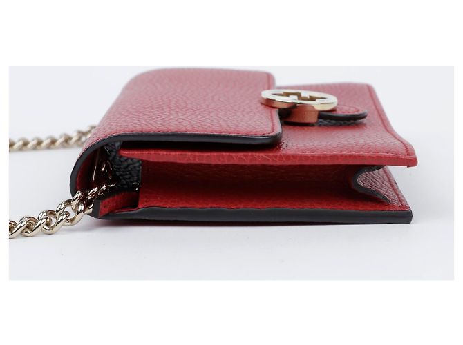 Gucci Mini bolso cartera con cadena de cuero entrelazado Rojo Roja - vista 6