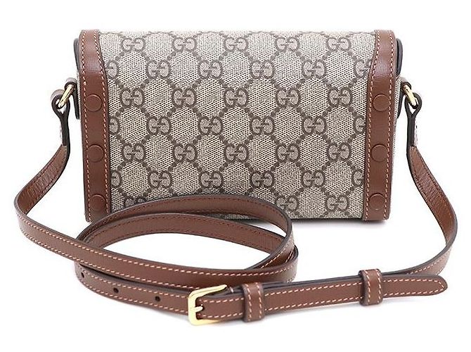 Horsebit 1955 Gucci Mini borsa a tracolla e crossbody in tela GG Supreme Horsebit Marrone - vista 3