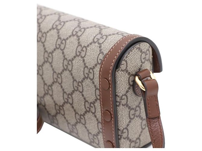 Horsebit 1955 Gucci Mini borsa a tracolla e crossbody in tela GG Supreme Horsebit Marrone - vista 4