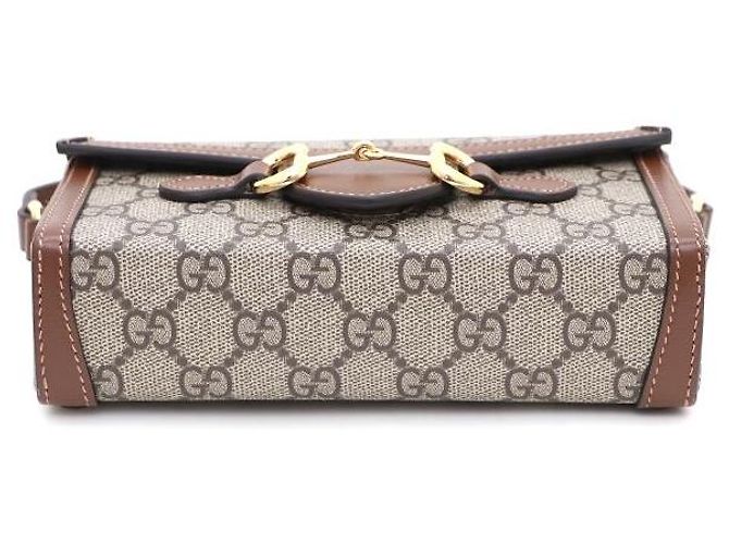 Horsebit 1955 Gucci Mini borsa a tracolla e crossbody in tela GG Supreme Horsebit Marrone - vista 7