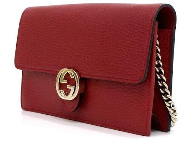 Gucci Borsa a tracolla Mini Flap con Interlocking GG e catena Rosso - vista 2