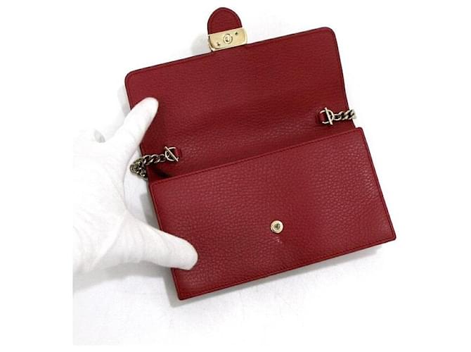 Gucci Borsa a tracolla Mini Flap con Interlocking GG e catena Rosso - vista 5