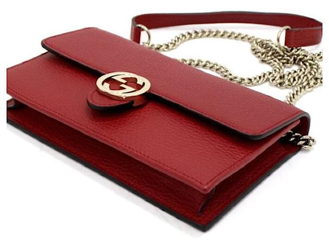 Gucci Borsa a tracolla Mini Flap con Interlocking GG e catena Rosso - vista 8