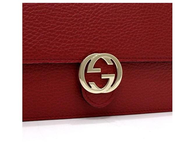 Gucci Borsa a tracolla Mini Flap con Interlocking GG e catena Rosso - vista 9