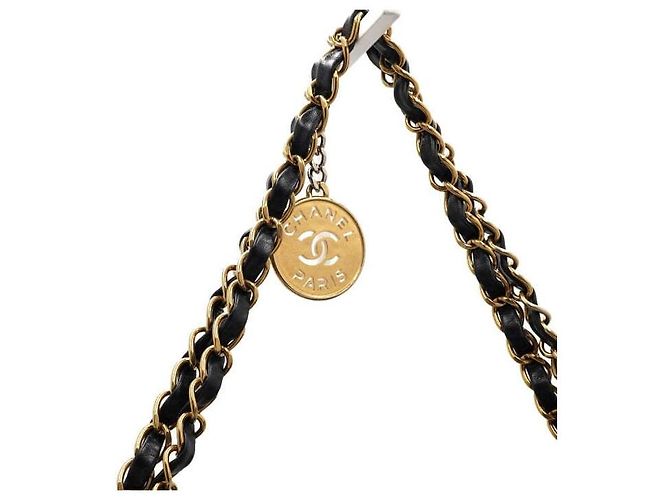 Chanel Borsa a tracolla in metallo dorato media Nero - vista 10