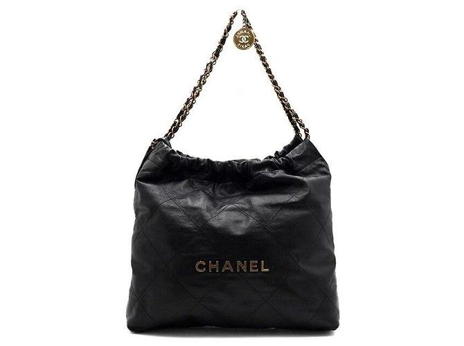 Chanel Borsa a tracolla in metallo dorato media Nero - vista 2