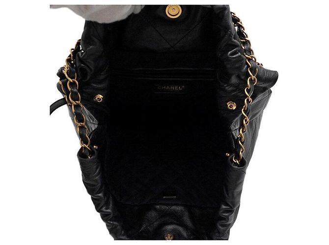 Chanel Borsa a tracolla in metallo dorato media Nero - vista 6