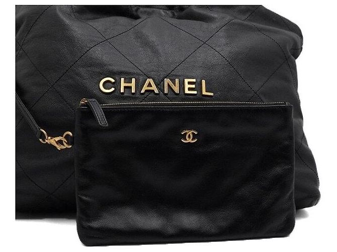 Chanel Borsa a tracolla in metallo dorato media Nero - vista 7
