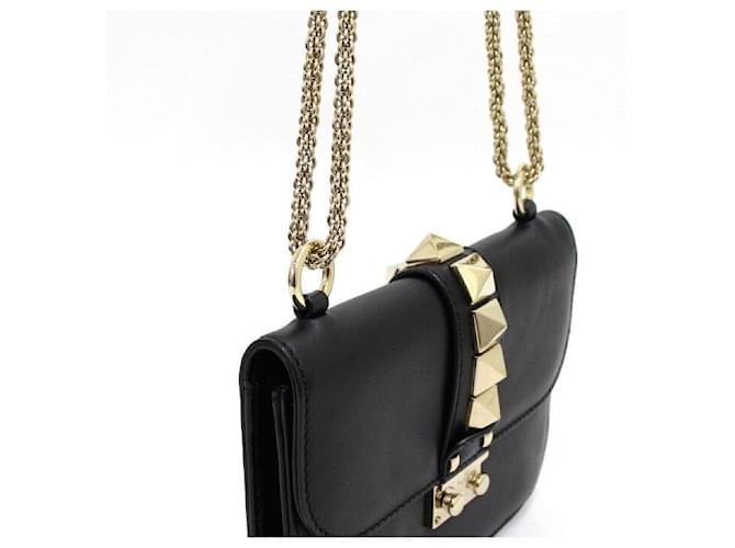 Valentino Borsa a Spalla e Borsa a Tracolla Rockstud Gold Chain Nero - vista 11