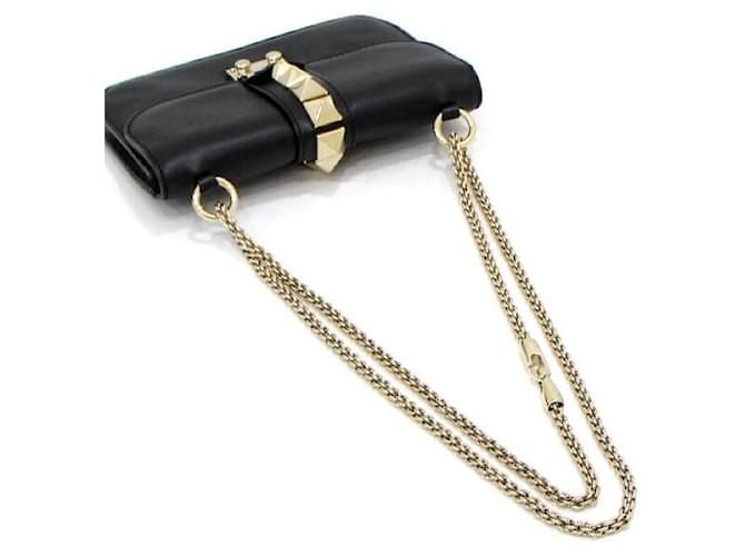 Valentino Borsa a Spalla e Borsa a Tracolla Rockstud Gold Chain Nero - vista 12