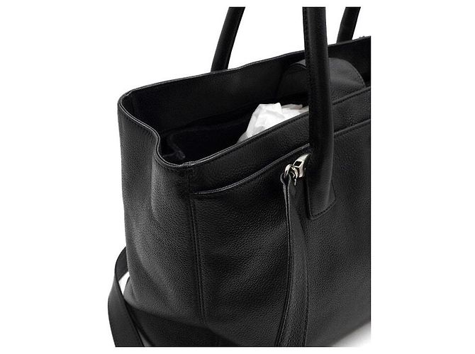 Chanel Borsa Tote Surf in pelle di vitello nera con CC argento, borsa a tracolla Nero - vista 10