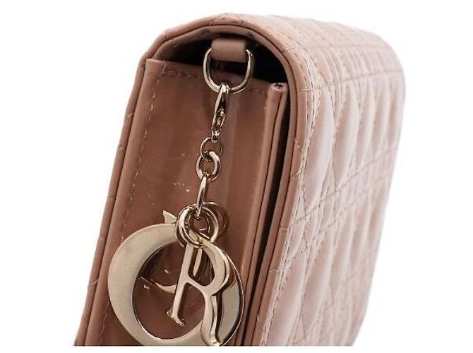 Clutch Lady Dior Rose Canvas Patent con tracolla a catena dorata Nero - vista 12