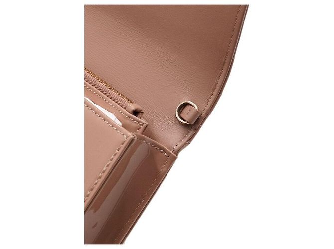 Clutch Lady Dior Rose Canvas Patent con tracolla a catena dorata Nero - vista 13